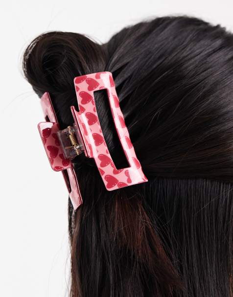 Pieces - Pince à cheveux motif cœurs - Rose - view 1