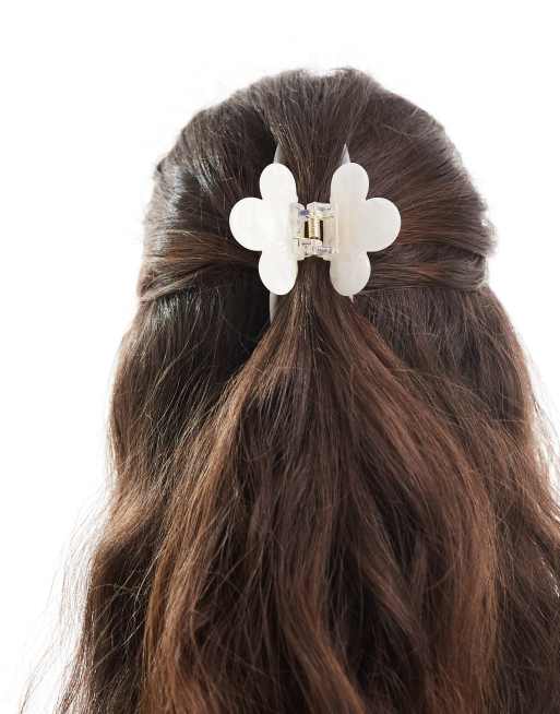 Pieces - Pince à cheveux pâquerette effet marbré - Blanc, 2 de 3