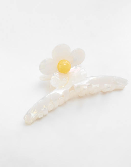Pieces - Pince à cheveux pâquerette effet marbré - Blanc, 3 de 3
