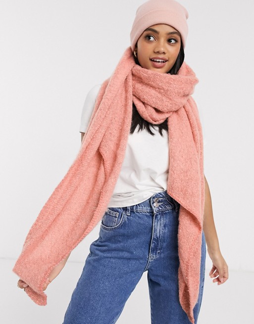 Pieces Pink pink knitted oversize scarf