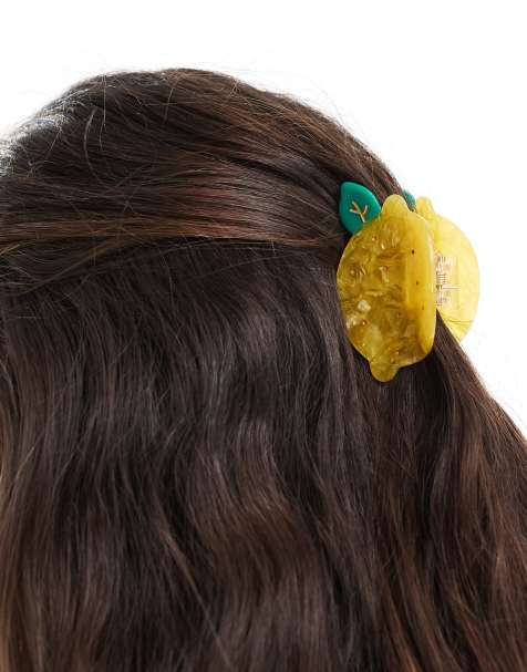 Pieces - Pinza per capelli gialla a forma di limone - view 1