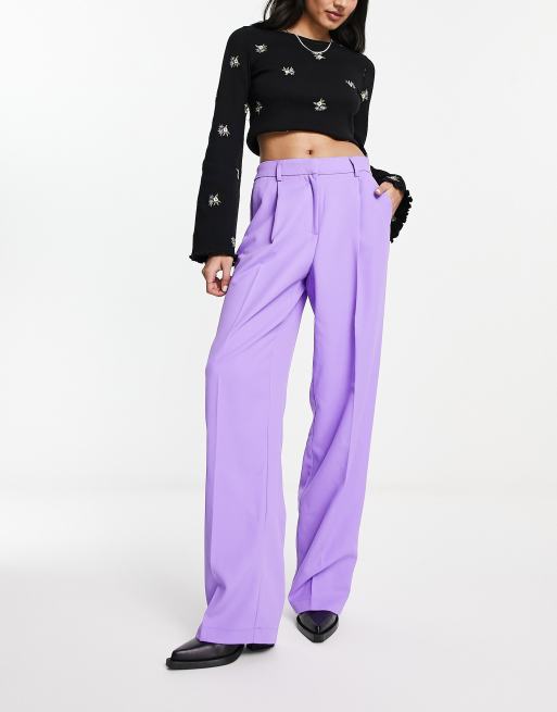 Pieces pleat tailored pants in lilac (part of a set)
