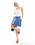 [Pieces] Pieces pleated mini denim skirt in light blue wash M Light Blue
