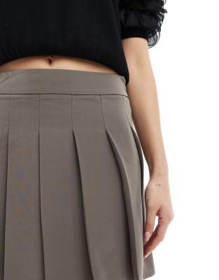 Shop Pieces Pleated Mini Skirt In Brown
