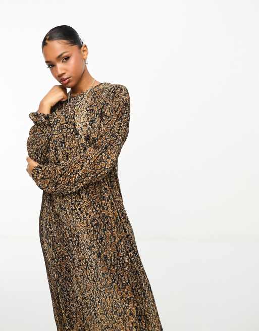 Leopard print plisse outlet dress