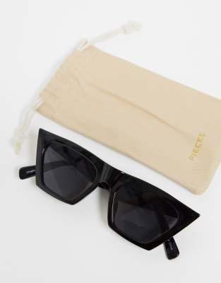 Pieces Pointy Lunettes De Soleil Yeux De Chat Noir Asos