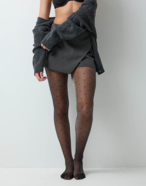 Pieces polka dot glitter tights in black, 2 of 3