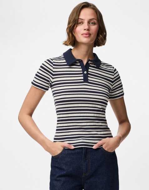 Pieces - Polo color blu marittimo - view 1