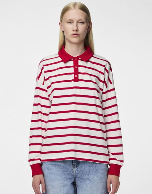 Pieces Polo shirt in bright white
