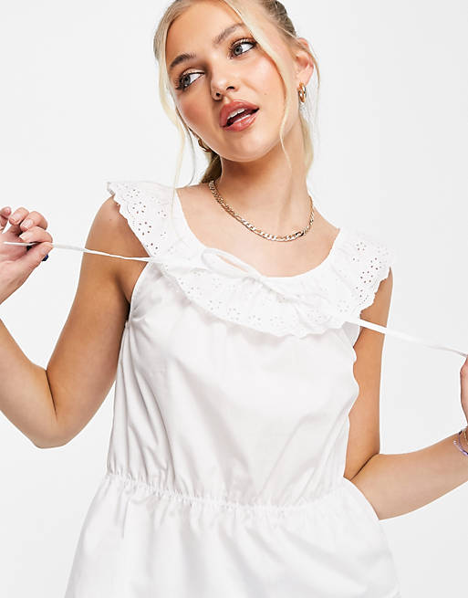 Tops Shirts & Blouses/Pieces poplin peplum top in white 