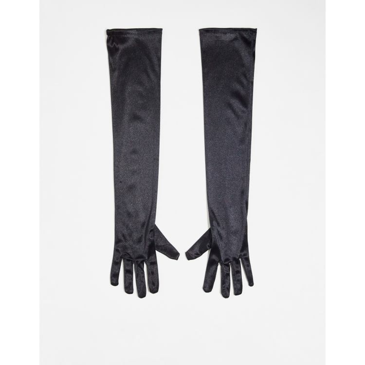 Pieces Premium long satin gloves in black | ASOS
