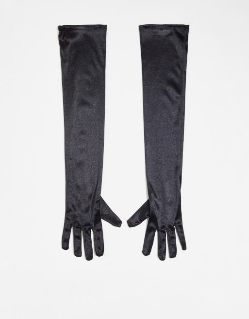 Long satin shop gloves