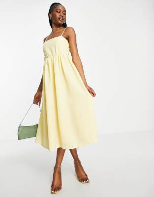 Pale yellow hot sale midi dress