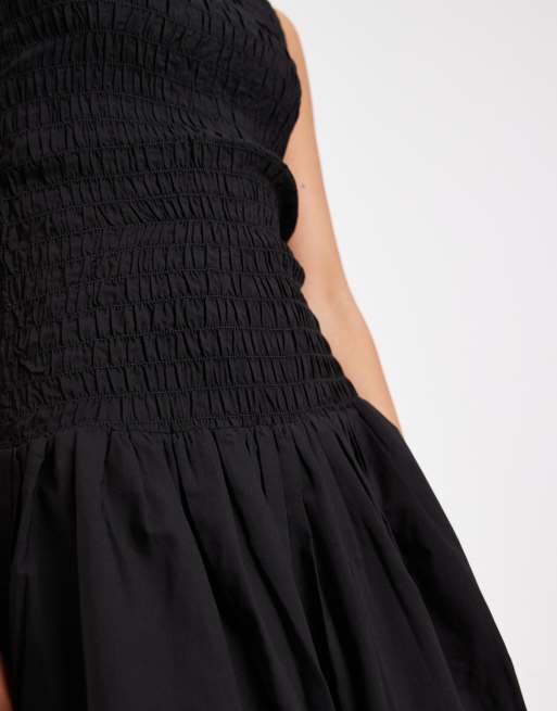 Pieces puffball hem sleeveless mini dress in black, 4 of 4