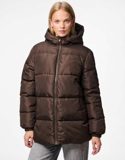 Pieces Puffer jacket in hot fudge - view 1