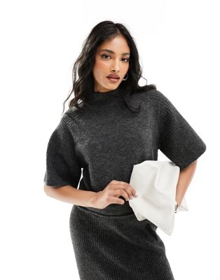 Pieces cropped jumper co-ord in charcoal - ASOS Price Checker