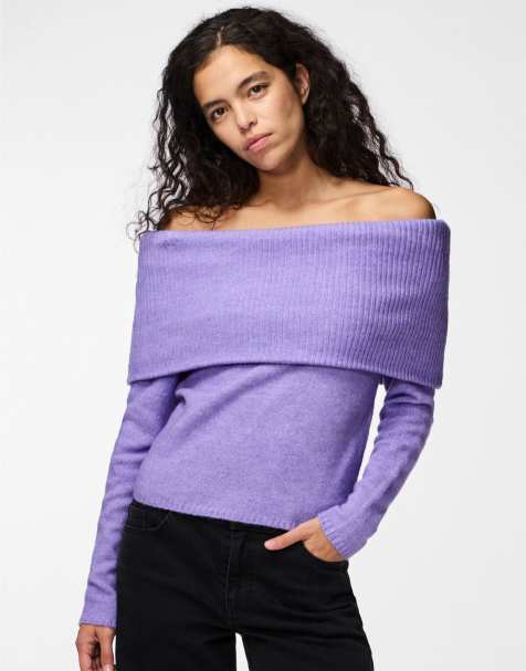 Pieces - Pull en maille à motif cachemire - Violet - view 1