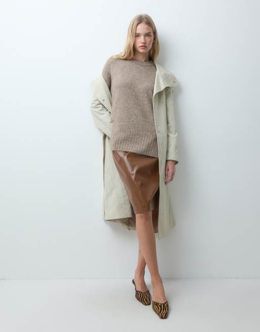 Pieces pull en maille oversize en mélange de laine beige chiné, 3 de 4