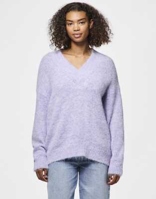 Pieces - Pullover in Lavendel mit V-Ausschnitt-Lila