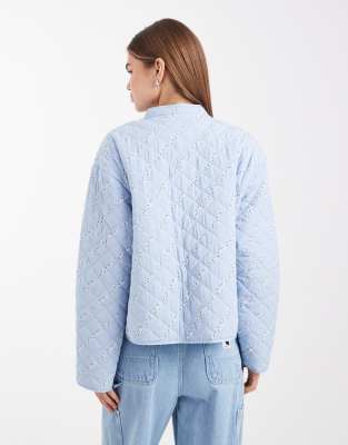 Pieces Quilted Jacket In Blue