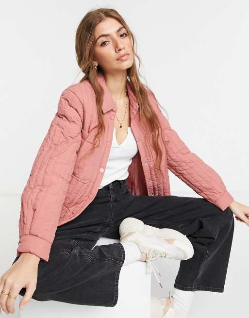 Pieces quilted jacket in rose | ASOS