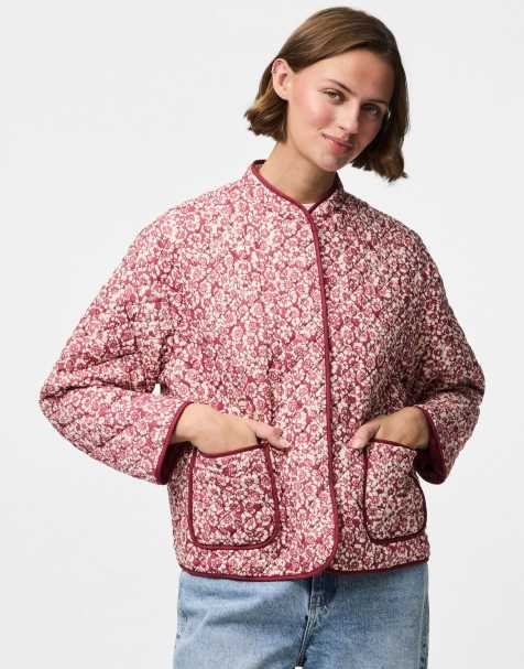 Pieces Quilted jacket in slate rose - view 1