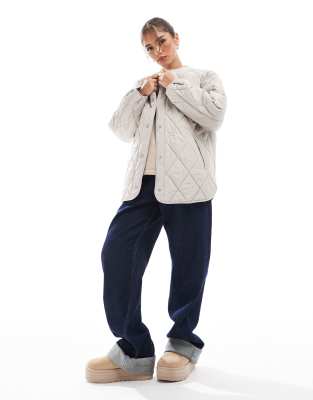 Pieces Quilted Lightweight Jacket In Gray