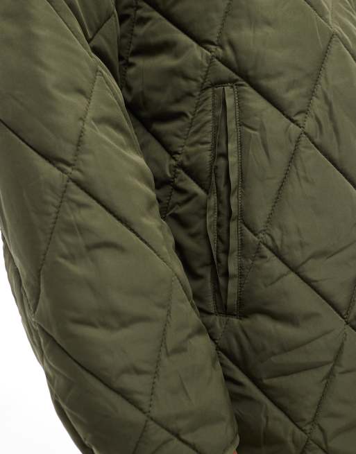 Pieces quilted lightweight jacket in olive
