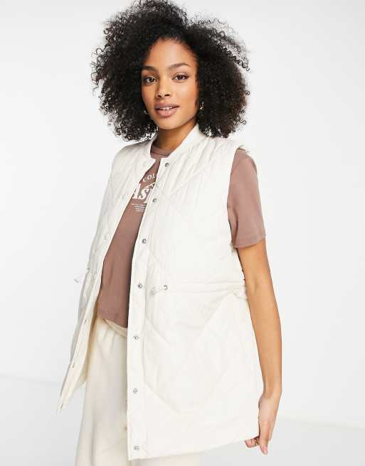 Pieces quilted vest in cream