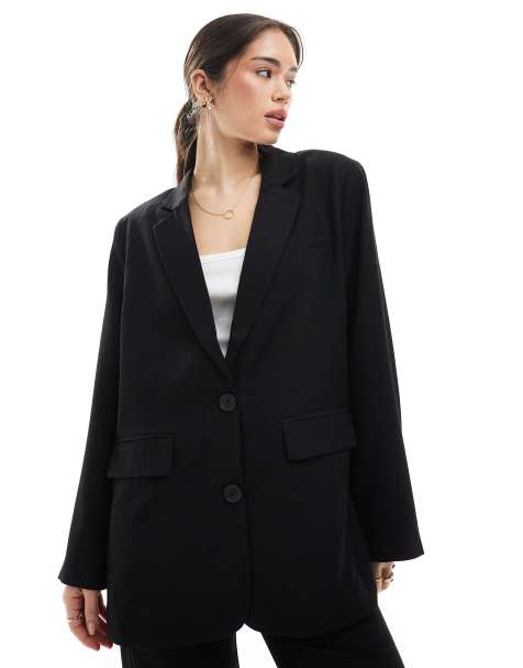 Pieces - Rechte blazer in zwart - view 1