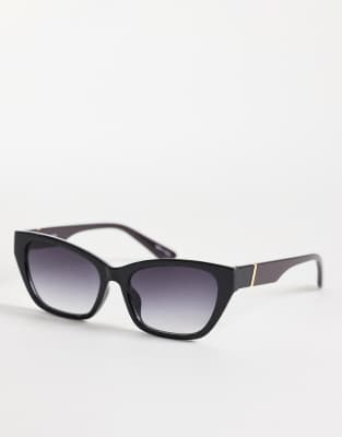 Pieces - Rechteckige Sonnenbrille in Schwarz