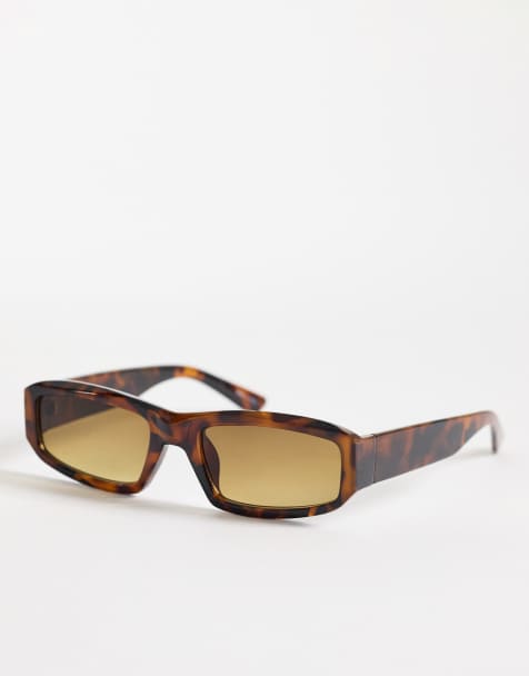 Pieces rectangular sunglasses in tortoise shell print - view 1