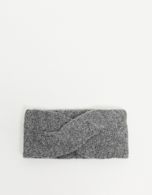 Pieces recycled knitted headband in grey