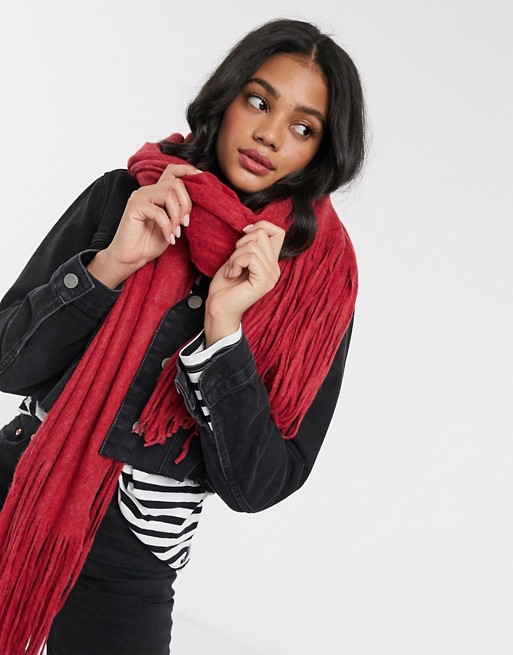 Pieces red super brushed scarf