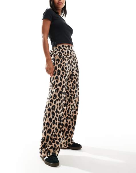 Pieces regular fit high waisted pants in leopard print - view 1