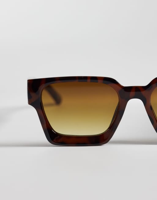 PIECES retro square brow bar sunglasses in tortoise shell, 3 of 3
