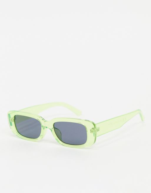 Pieces - Retro vierkante zonnebril in groen perspex
