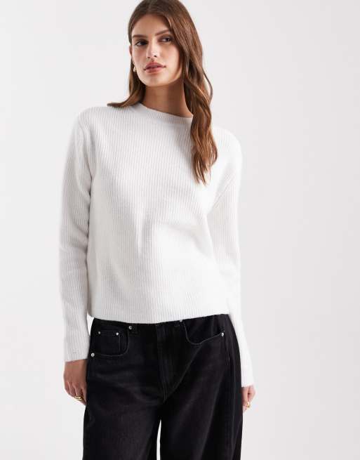 Pieces reversible contrast tie front knit cardigan in white, 2 of 4