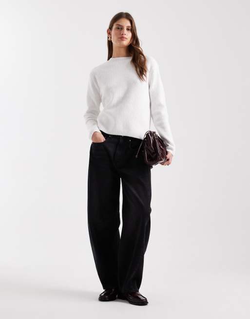 Pieces reversible contrast tie front knit cardigan in white, 3 of 4