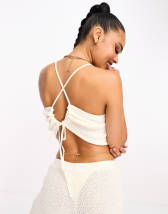 ASOS DESIGN crochet halter neck top in cream | ASOS