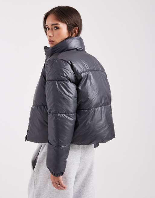 Pieces reversible padded jacket in tonal leopard print ASOS - Main Image