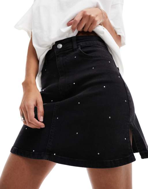 Rhinestone mesh skirt - Woman  Mango United Kingdom (Channel Islands)