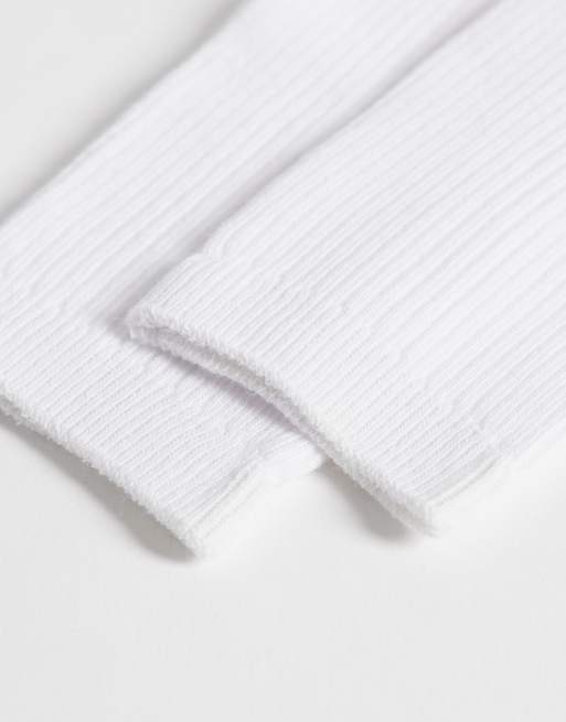 Pieces ribbed ankle socks in white, 3 of 3