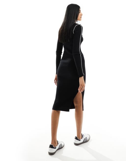 Black dress outlet with white piping