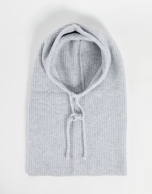 Pieces ribbed hoodie snood in light grey