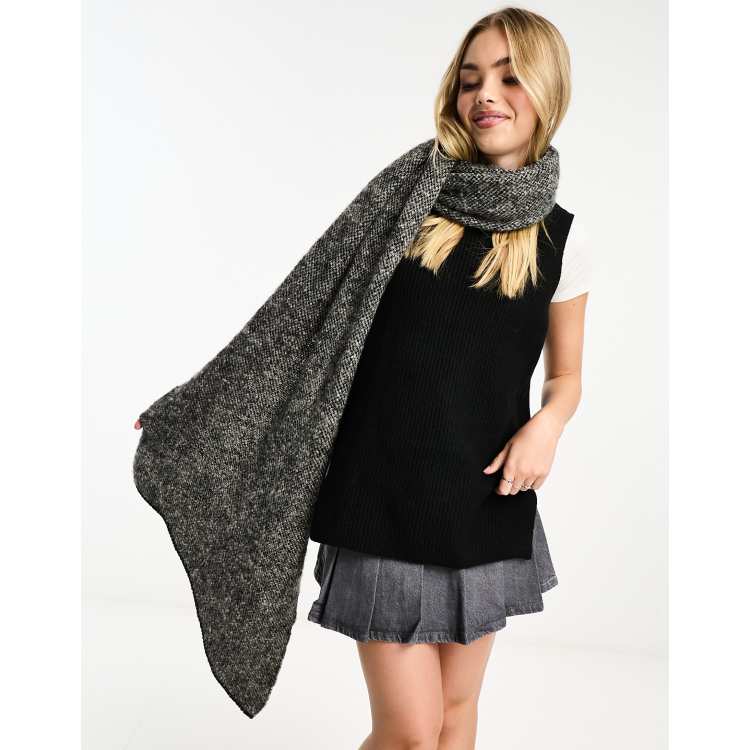 Pieces ribbed long scarf in charcoal heather