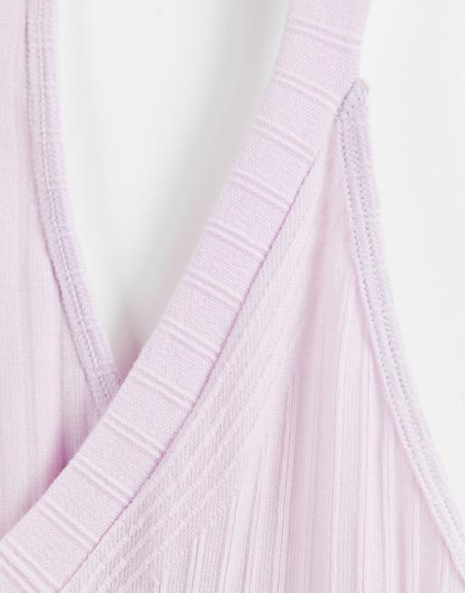 Ribbed Vest Top In Lilac