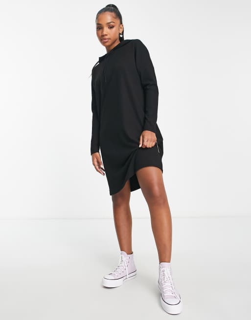 Pieces - Ribbi - Jersey jurk met capuchon in zwart