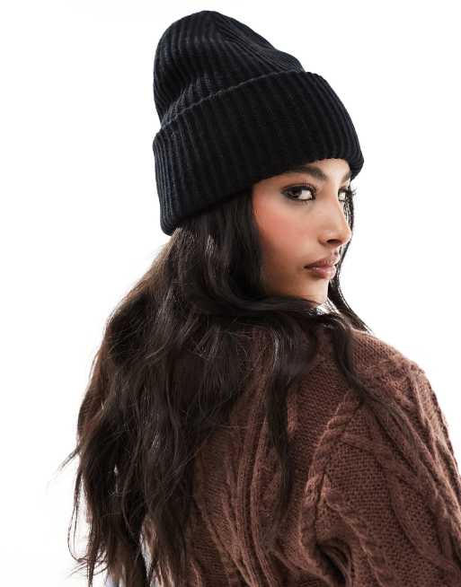 Pieces - Ribstrikket hue i sort, 2 af 4