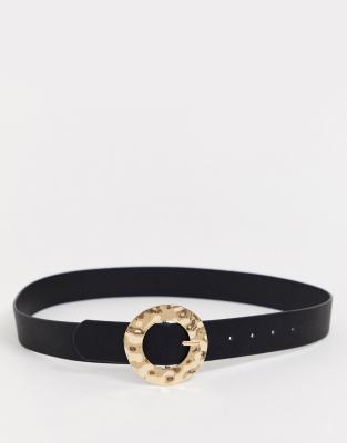 Pieces - Riem met ronde gesp-Zwart Zwart